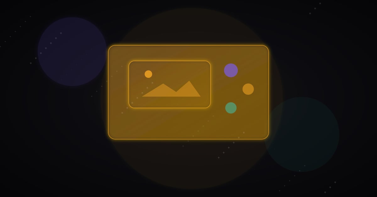 Glowing social preview image frame with small preview cards around it