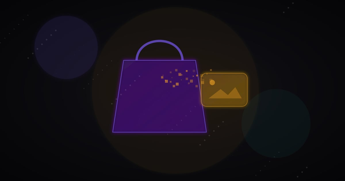 Minimal ecommerce product image card with glowing optimized preview tiles