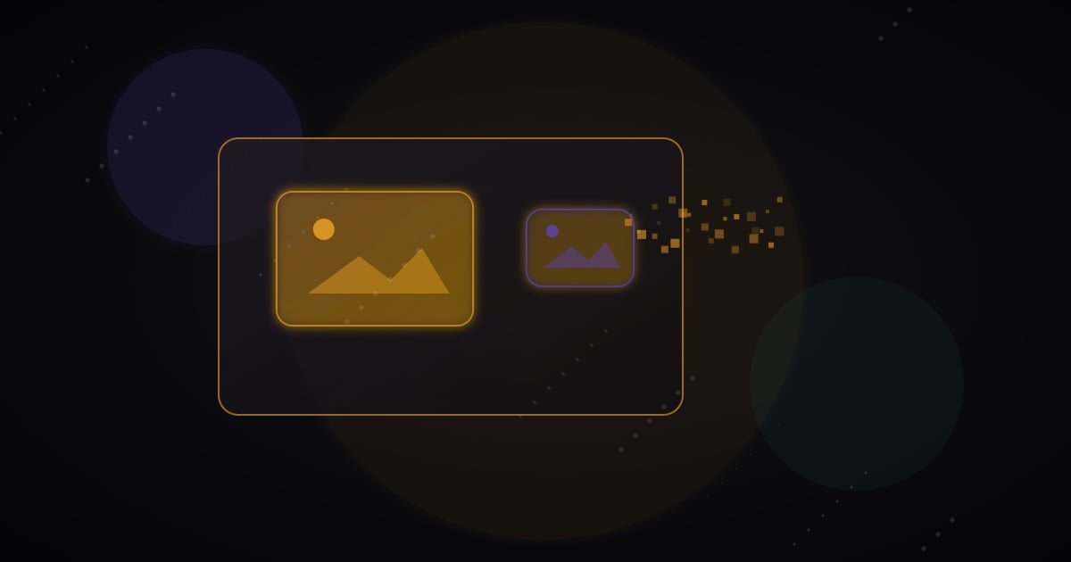 Glowing browser-like content card with optimized image assets for a CMS